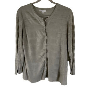 New York & Company Women's Large Gray Button-Up Cardigan Sweater Lightweight